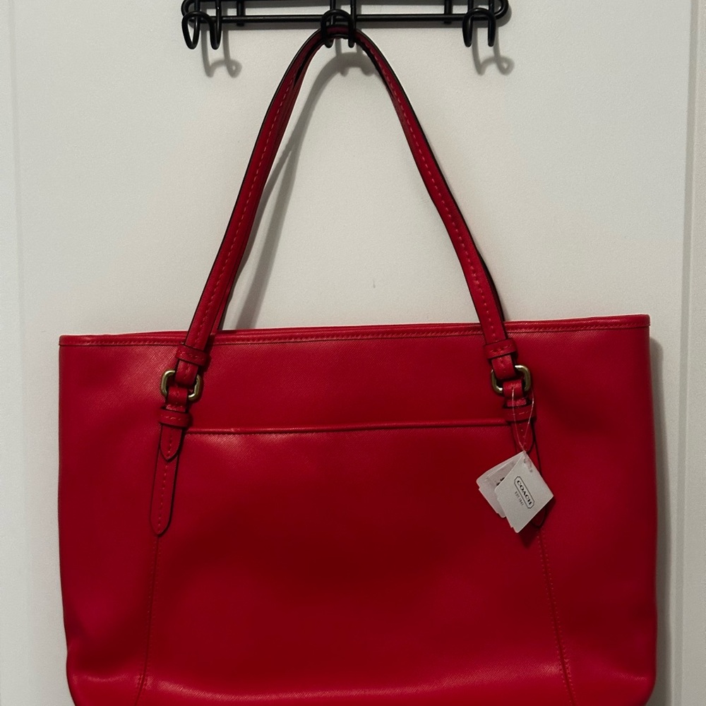 Coach Peyton Leather Zip Top Tote – Persimmon Red (New with Tags) - Picture 6 of 10